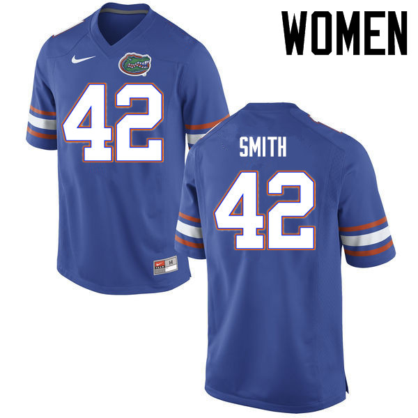 Women Florida Gators #42 Jordan Smith College Football Jerseys Sale-Blue